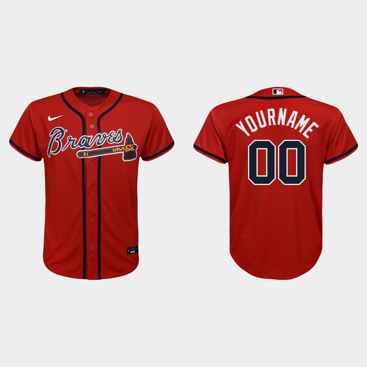 Youth Atlanta Braves Custom Red Alternate Jersey