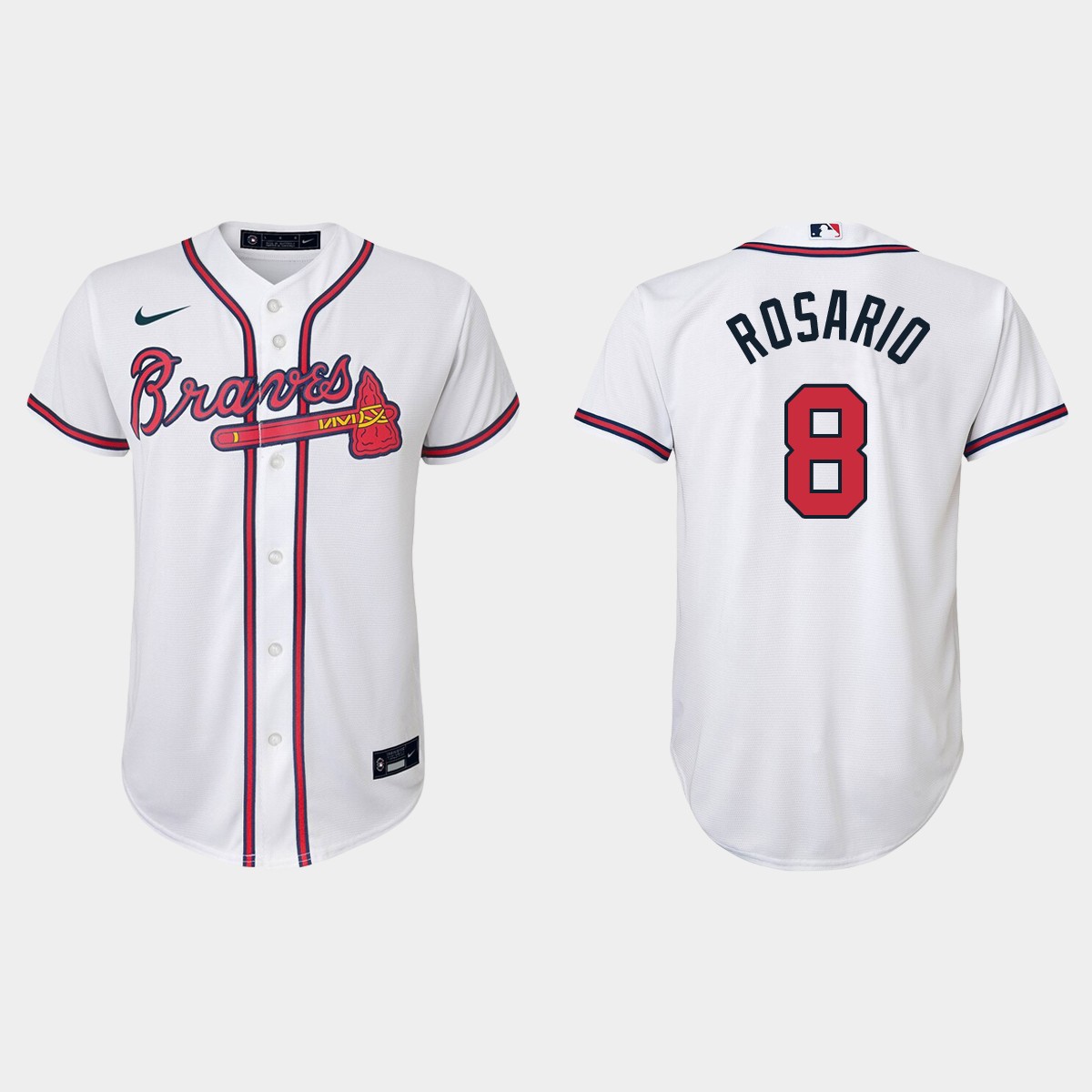 Youth Atlanta Braves Eddie Rosario White Home Jersey