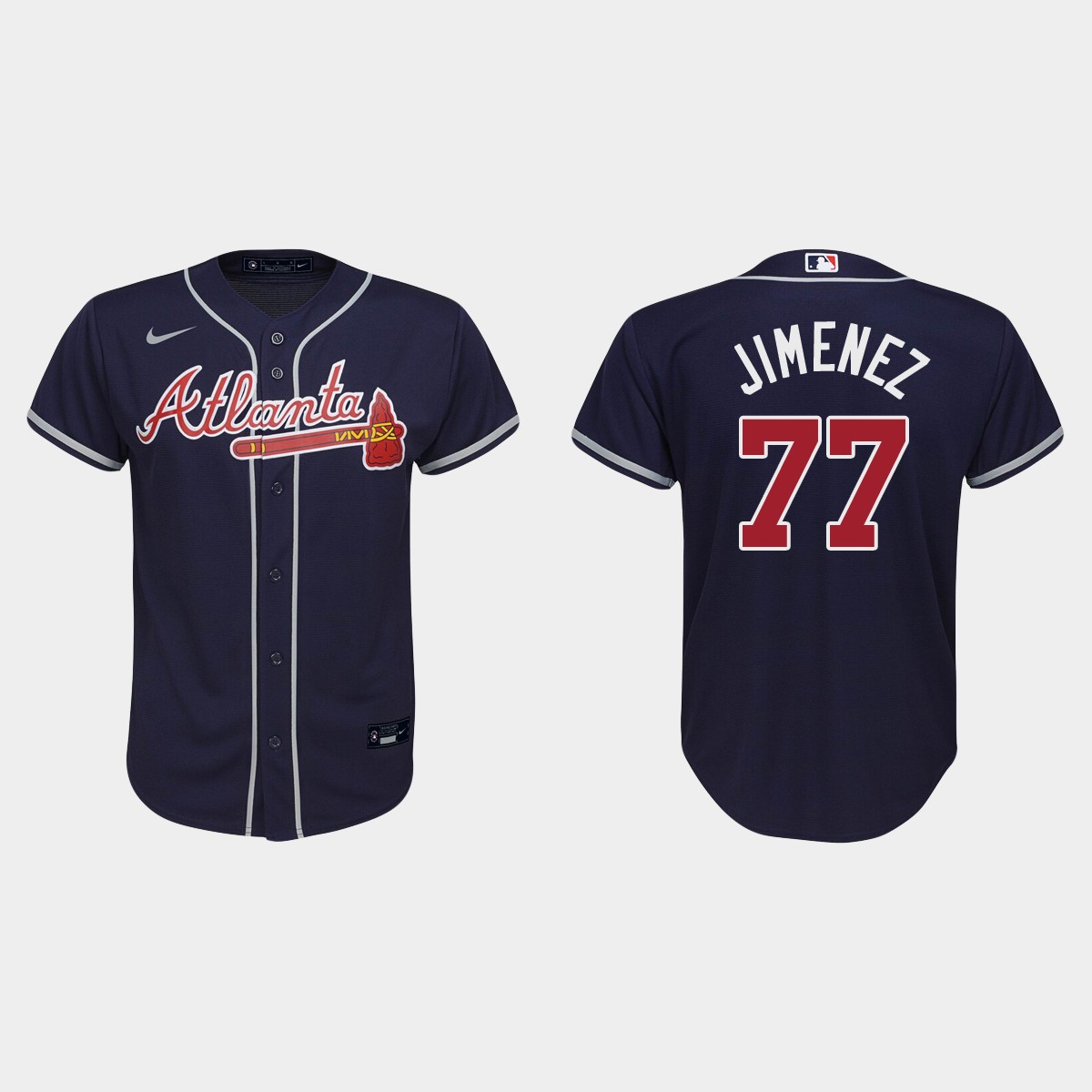 Youth Atlanta Braves Joe Jimenez Navy Alternate Jersey
