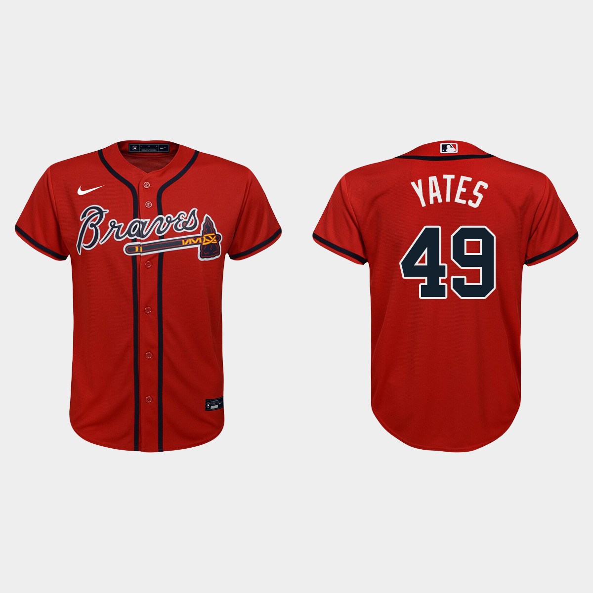 Youth Atlanta Braves Kirby Yates Red Alternate Jersey