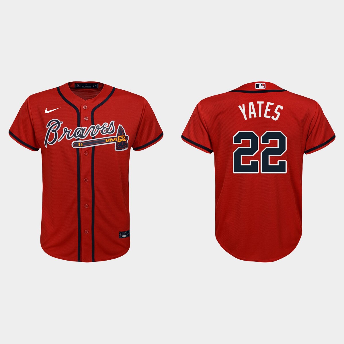 Youth Atlanta Braves Kirby Yates Red Alternate Jersey