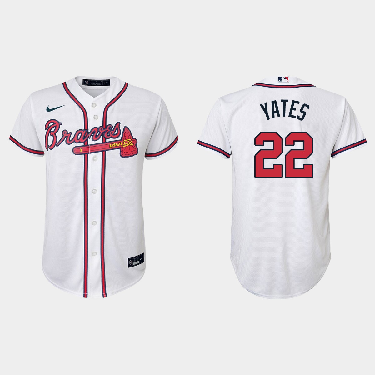 Youth Atlanta Braves Kirby Yates White Home Jersey