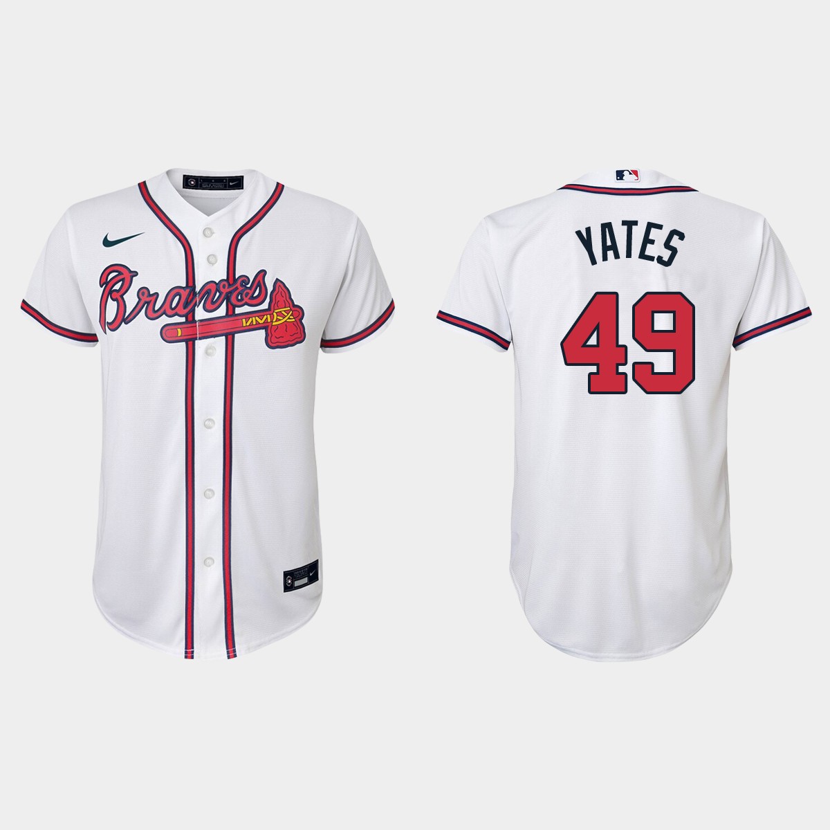 Youth Atlanta Braves Kirby Yates White Home Jersey