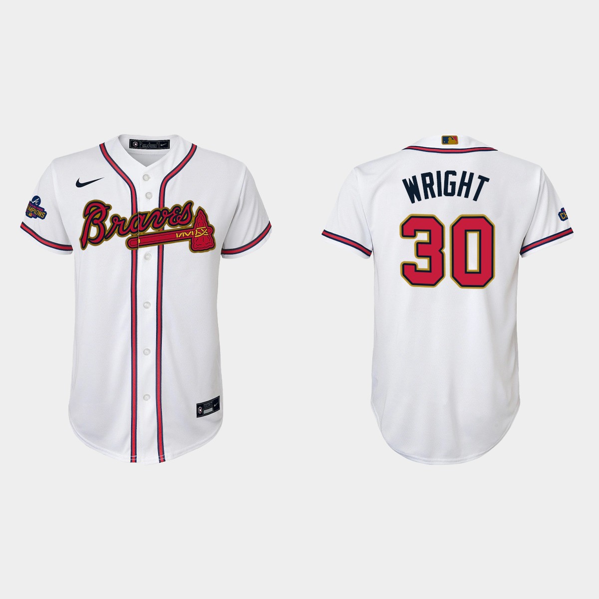 Youth Atlanta Braves Kyle Wright Gold Program White Jersey