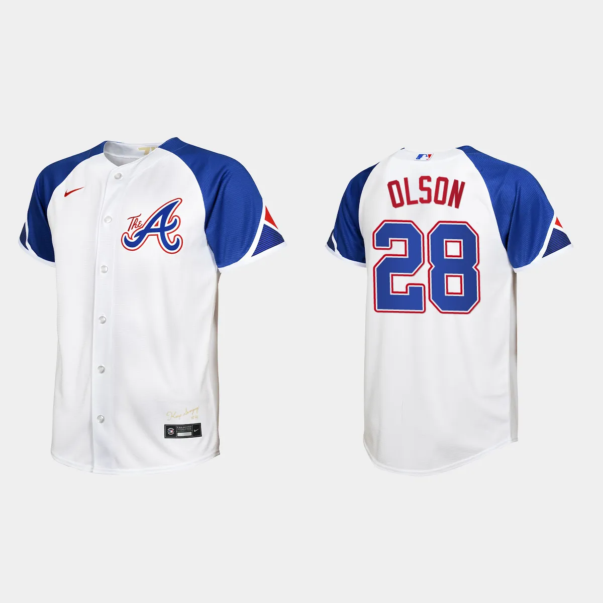 Youth Atlanta Braves Matt Olson White City Connect Jersey