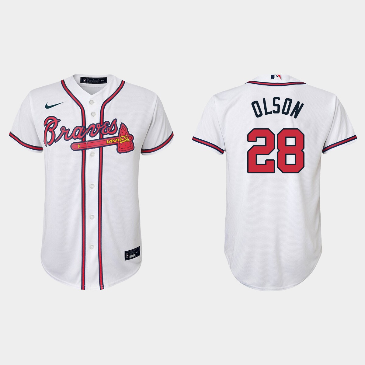 Youth Atlanta Braves Matt Olson White Home Jersey