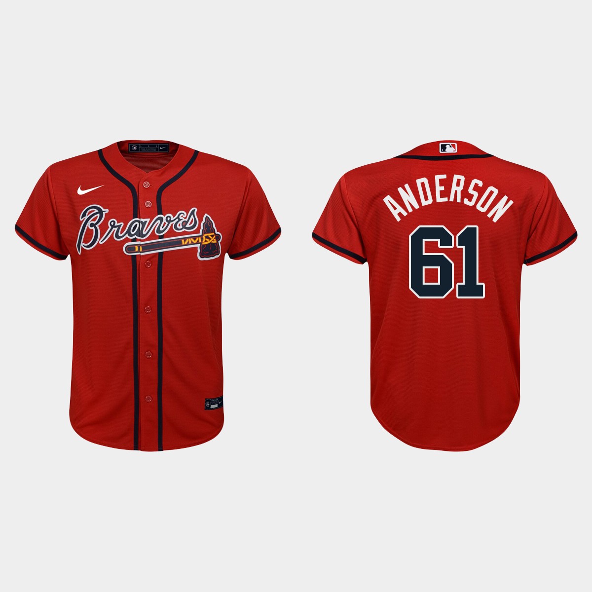 Youth Atlanta Braves Nick Anderson Red Alternate Jersey
