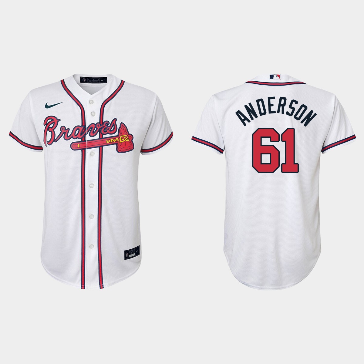 Youth Atlanta Braves Nick Anderson White Home Jersey