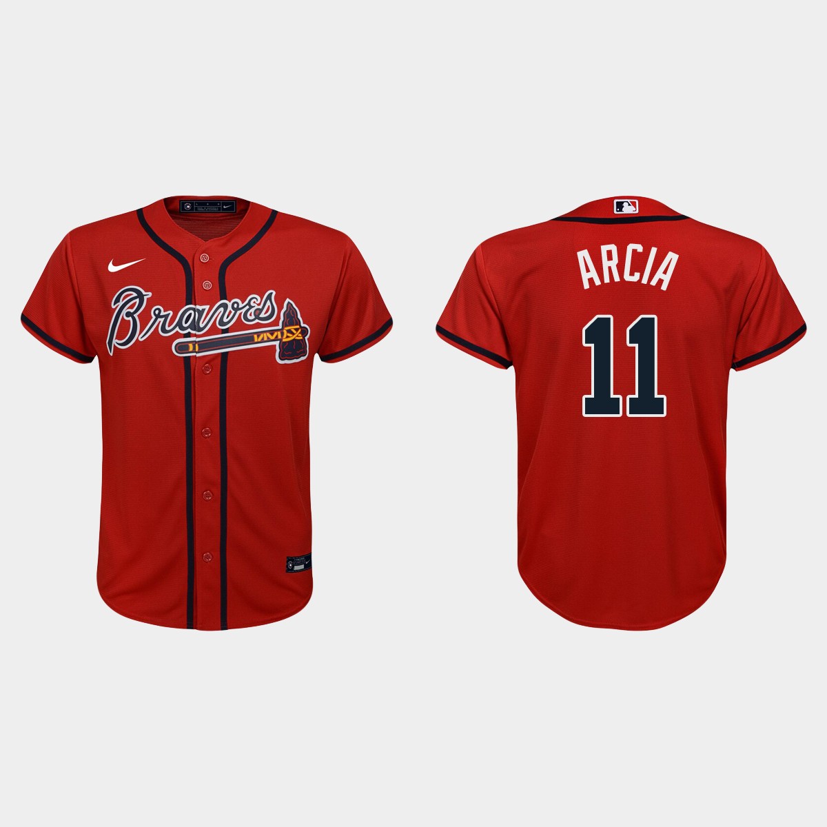 Youth Atlanta Braves Orlando Arcia Red Alternate Jersey