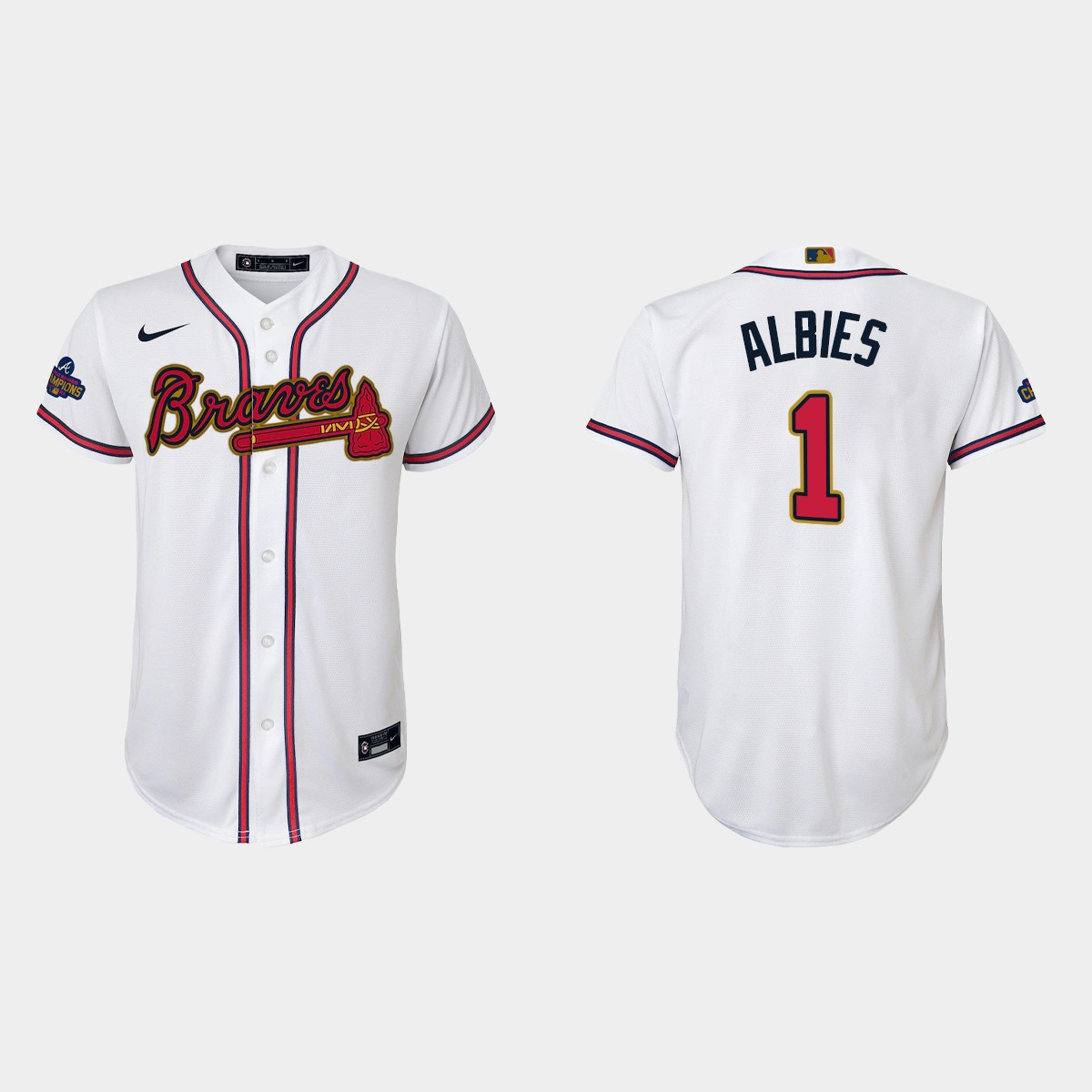 Youth Atlanta Braves Ozzie Albies Gold Program White Jersey