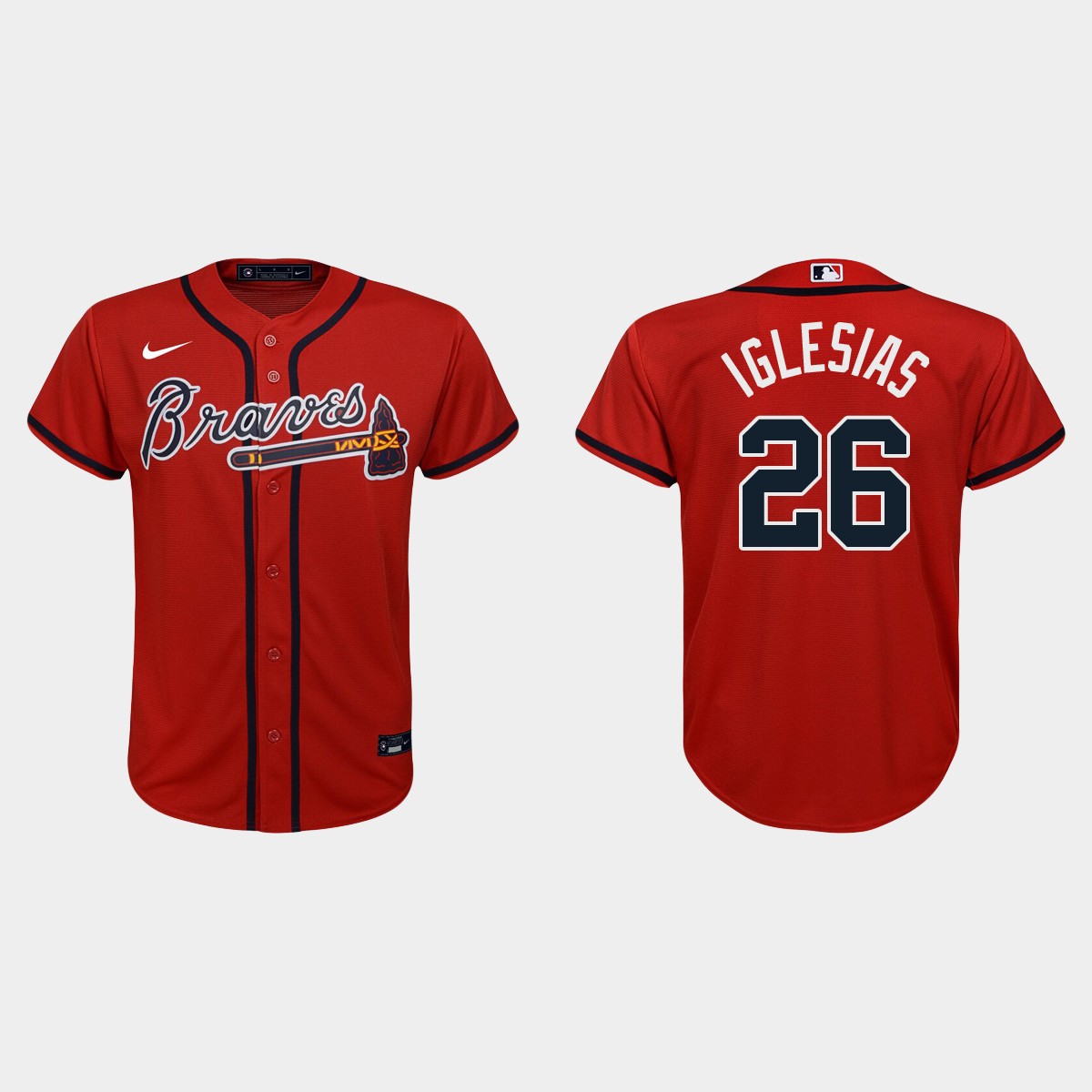 Youth Atlanta Braves Raisel Iglesias Red Alternate Jersey