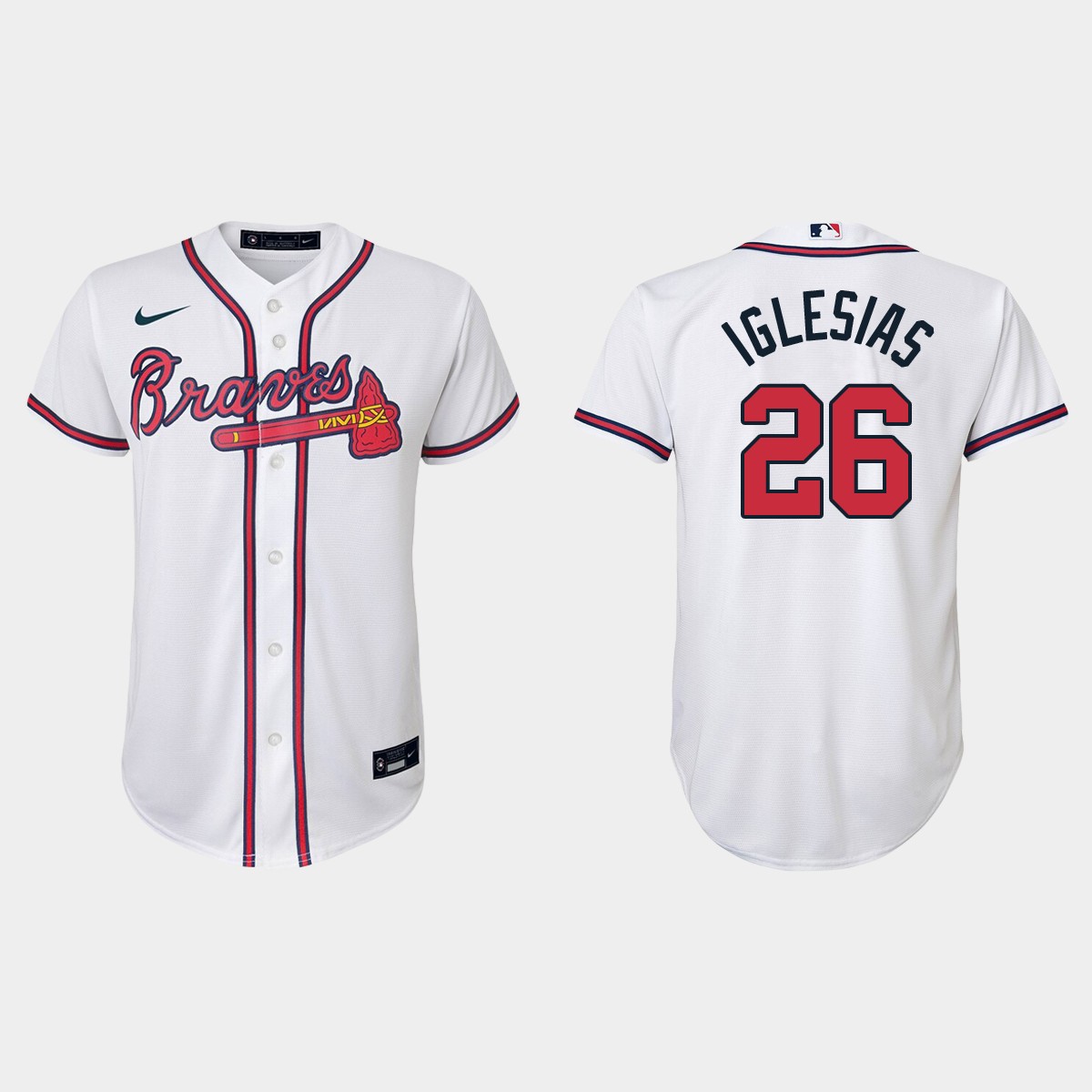 Youth Atlanta Braves Raisel Iglesias White Home Jersey
