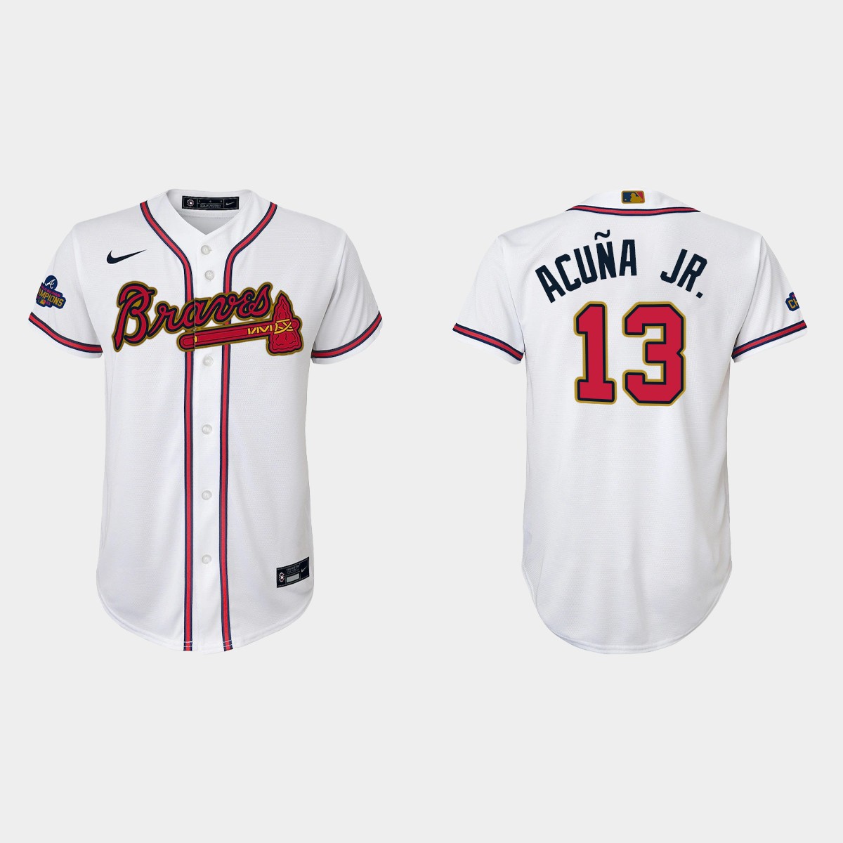 Youth Atlanta Braves Ronald Acuna Jr. Gold Program White Jersey
