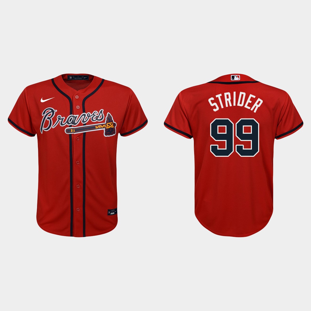 Youth Atlanta Braves Spencer Strider Red Alternate Jersey