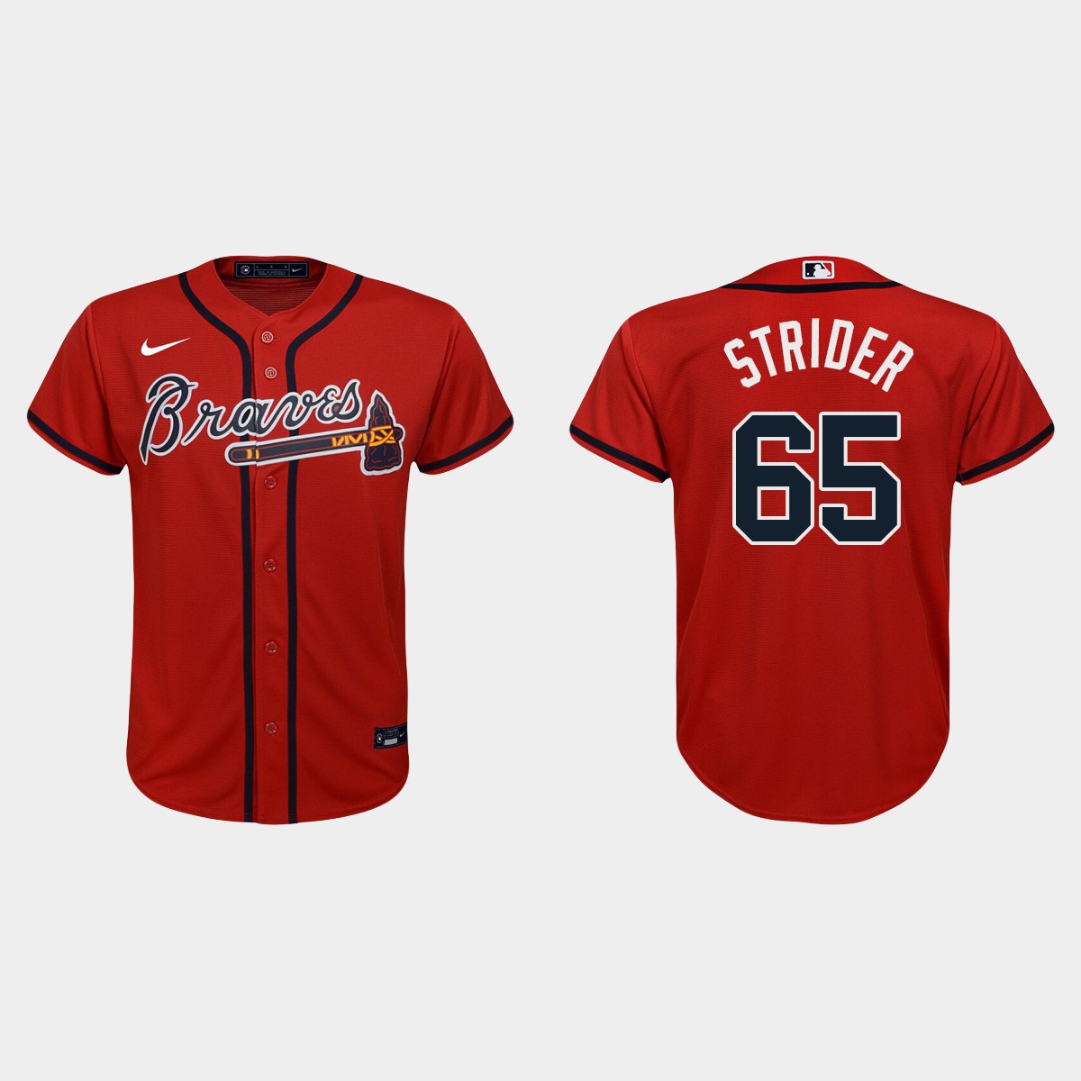 Youth Atlanta Braves Spencer Strider Red Alternate Jersey