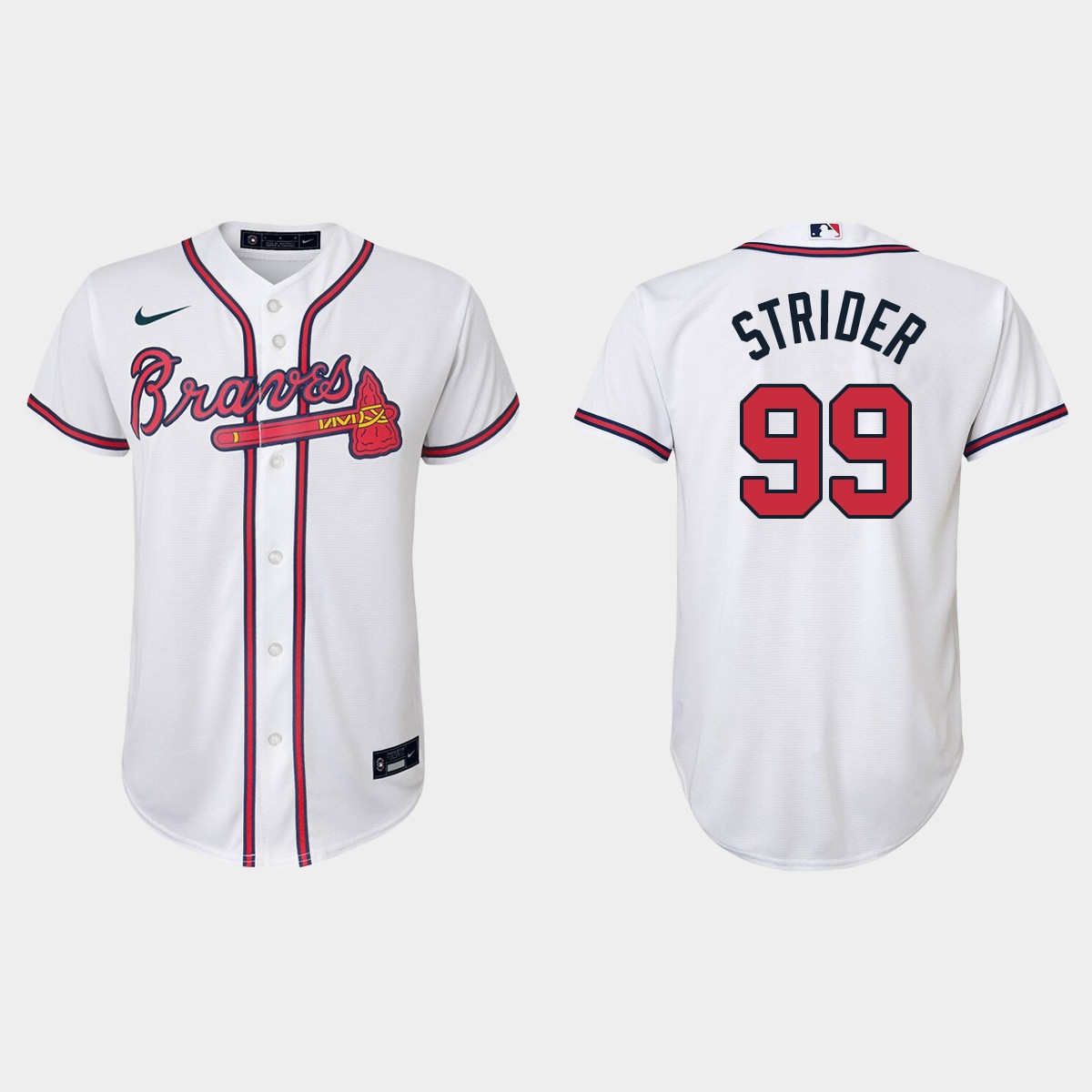 Youth Atlanta Braves Spencer Strider White Home Jersey