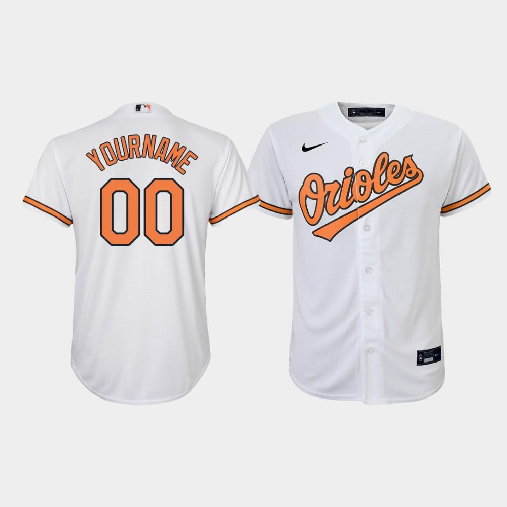 Youth Baltimore Orioles Custom 00 White Home Jersey