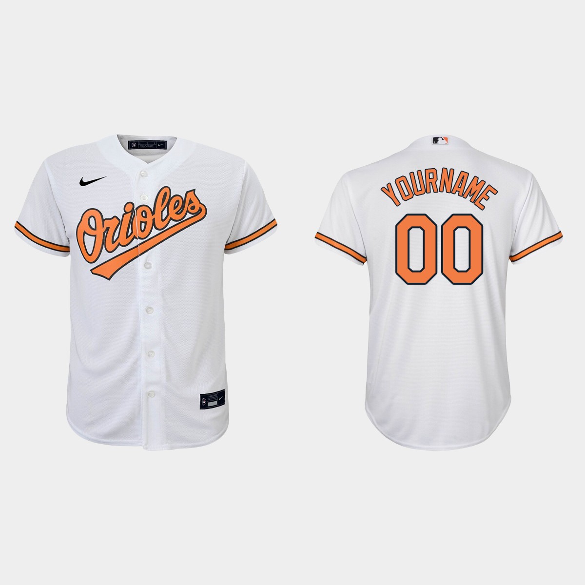 Youth Baltimore Orioles Custom White Home Jersey