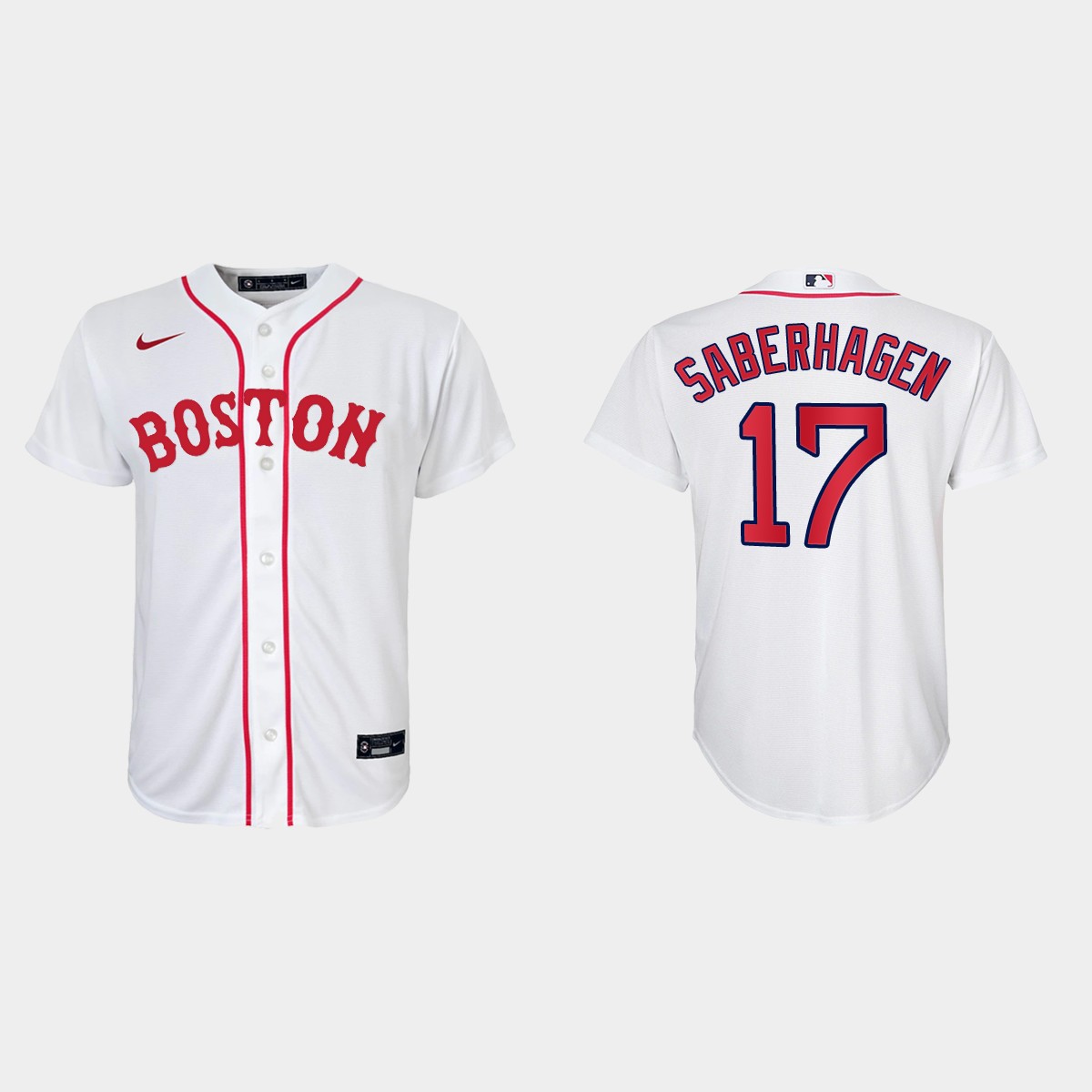 Youth Boston Red Sox #17 Bret Saberhagen White Patriots' Day Jersey