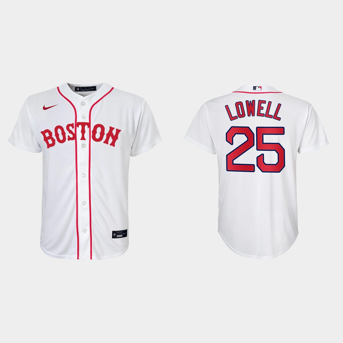 Youth Boston Red Sox #25 Mike Lowell White Patriots' Day Jersey