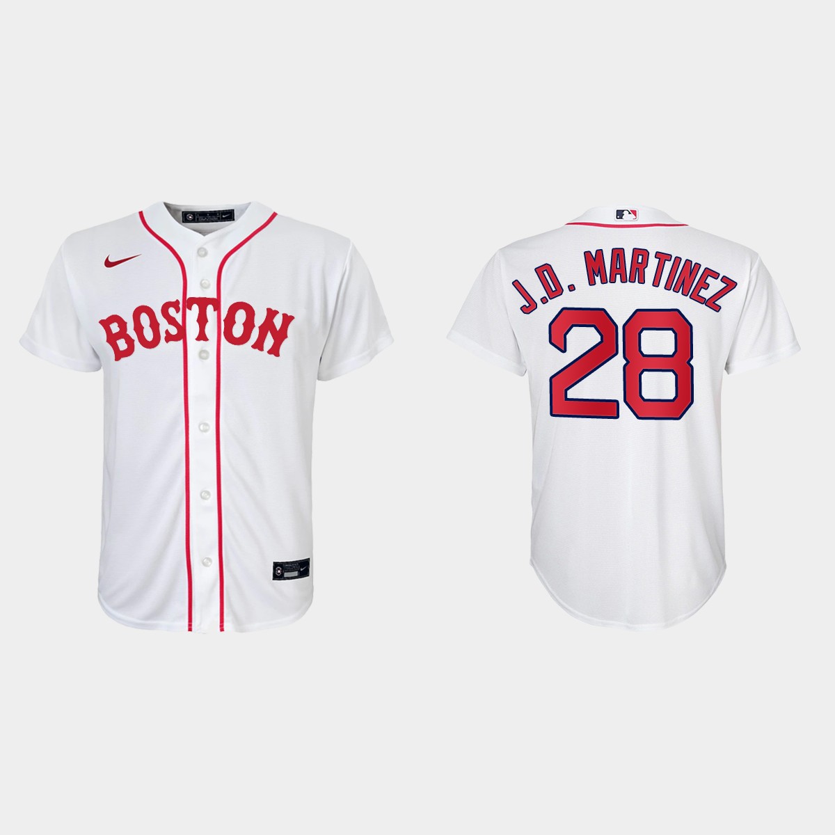 Youth Boston Red Sox #28 J.D. Martinez White Patriots' Day Jersey