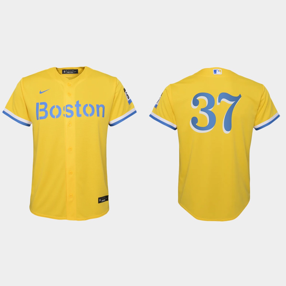 Youth Boston Red Sox #37 Nick Pivetta Gold Light Blue City Connect Jersey