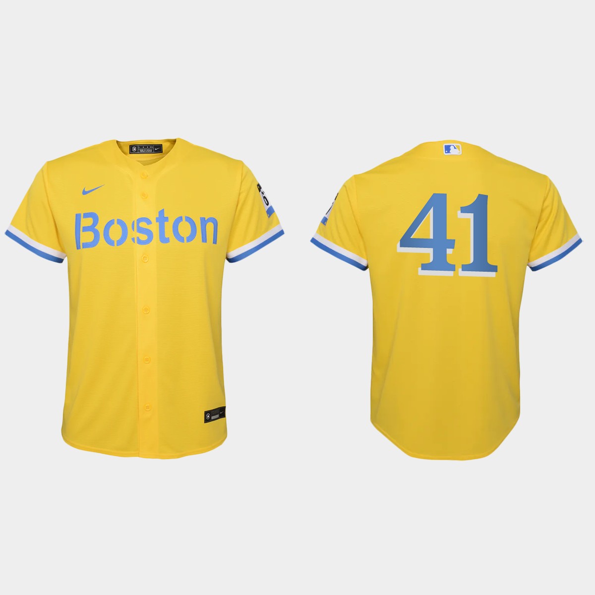 Youth Boston Red Sox #41 Chris Sale Gold Light Blue City Connect Jersey