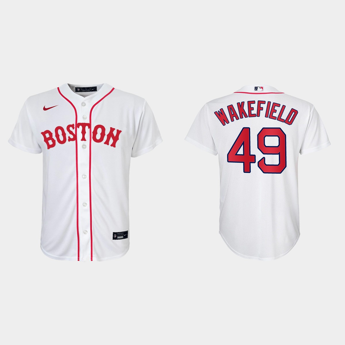 Youth Boston Red Sox #49 Tim Wakefield White Patriots' Day Jersey