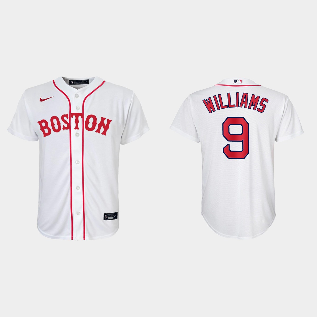 Youth Boston Red Sox #9 Ted Williams White Patriots' Day Jersey