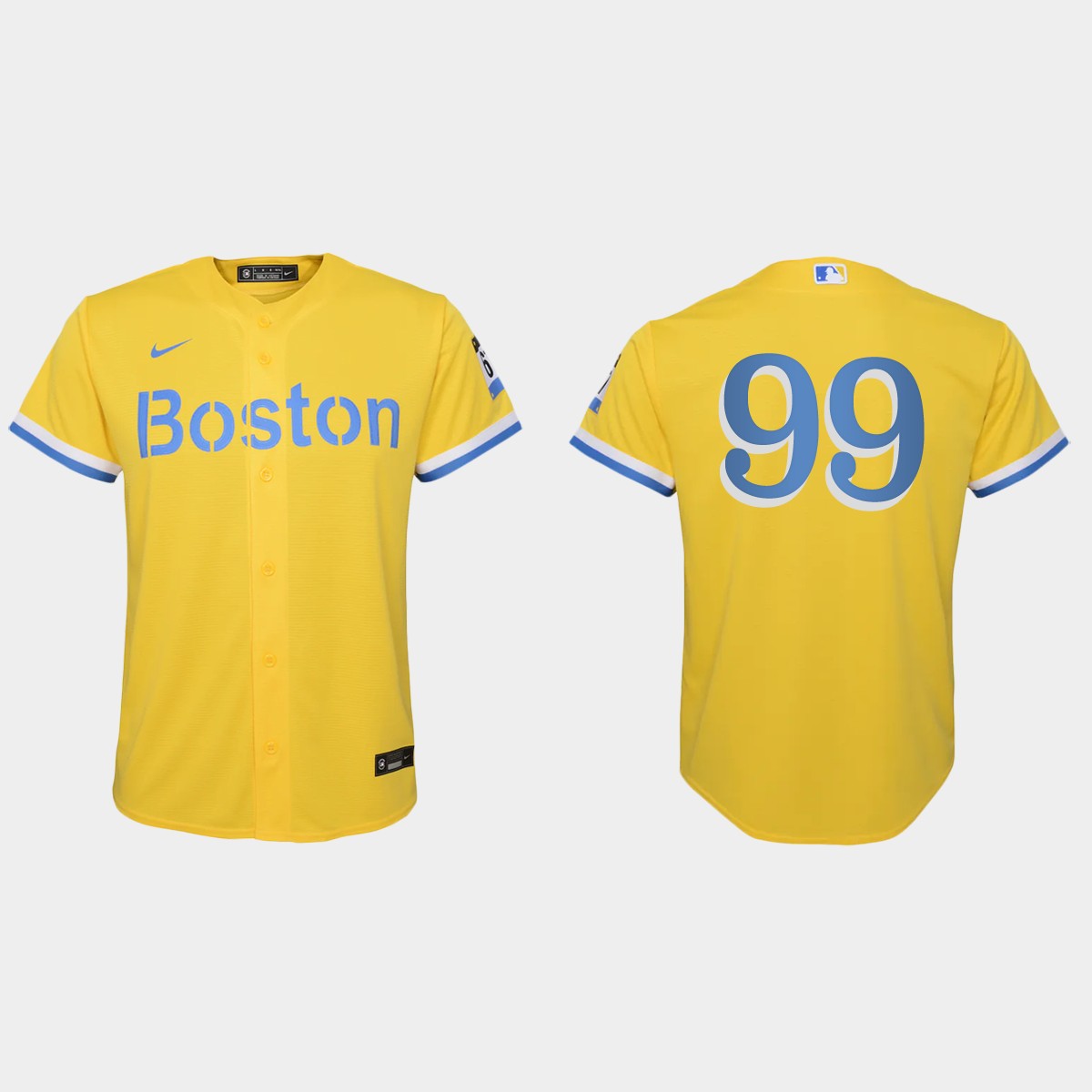 Youth Boston Red Sox #99 Alex Verdugo Gold Light Blue City Connect Jersey