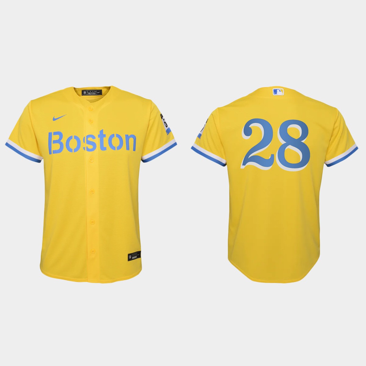 Youth Boston Red Sox Corey Kluber Gold Light Blue City Connect Jersey