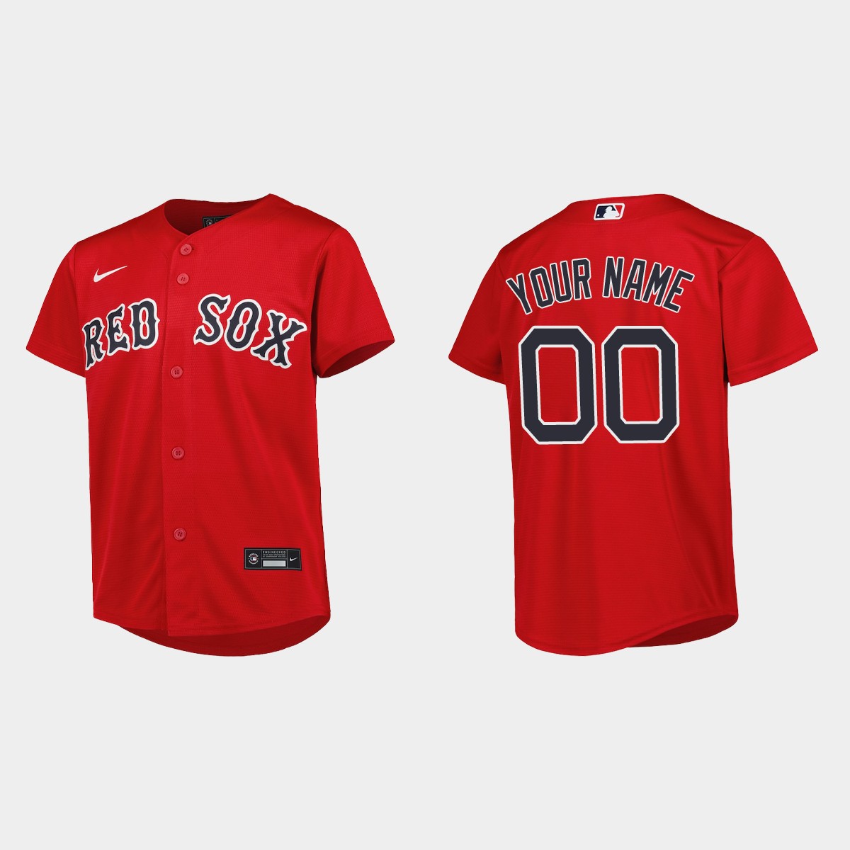 Youth Boston Red Sox Custom Red Alternate Jersey