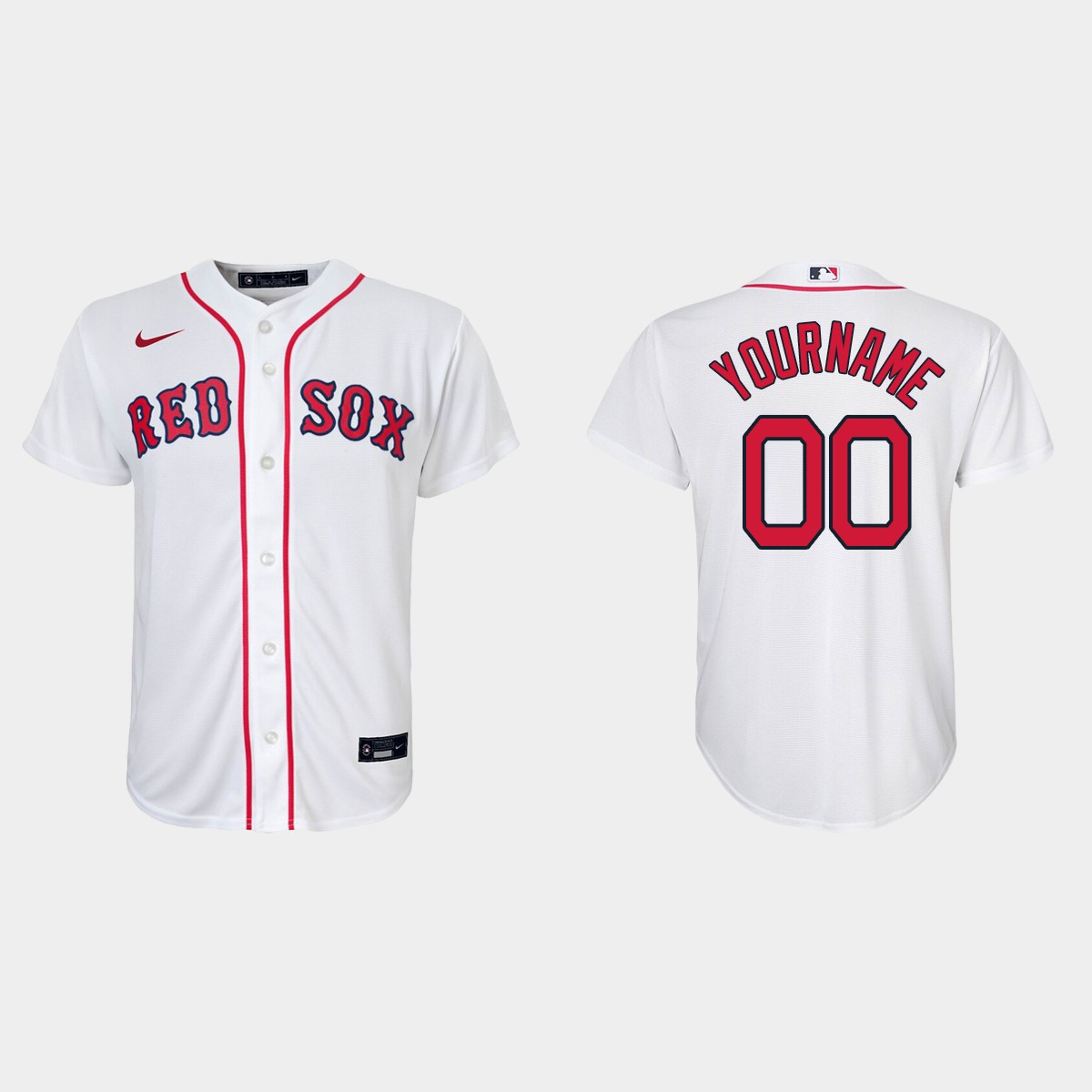 Youth Boston Red Sox Custom White Home Jersey
