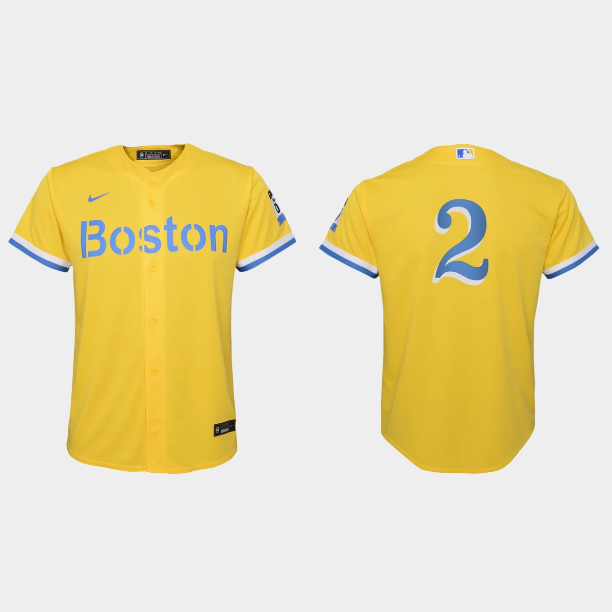 Youth Boston Red Sox Justin Turner Gold Light Blue City Connect Jersey