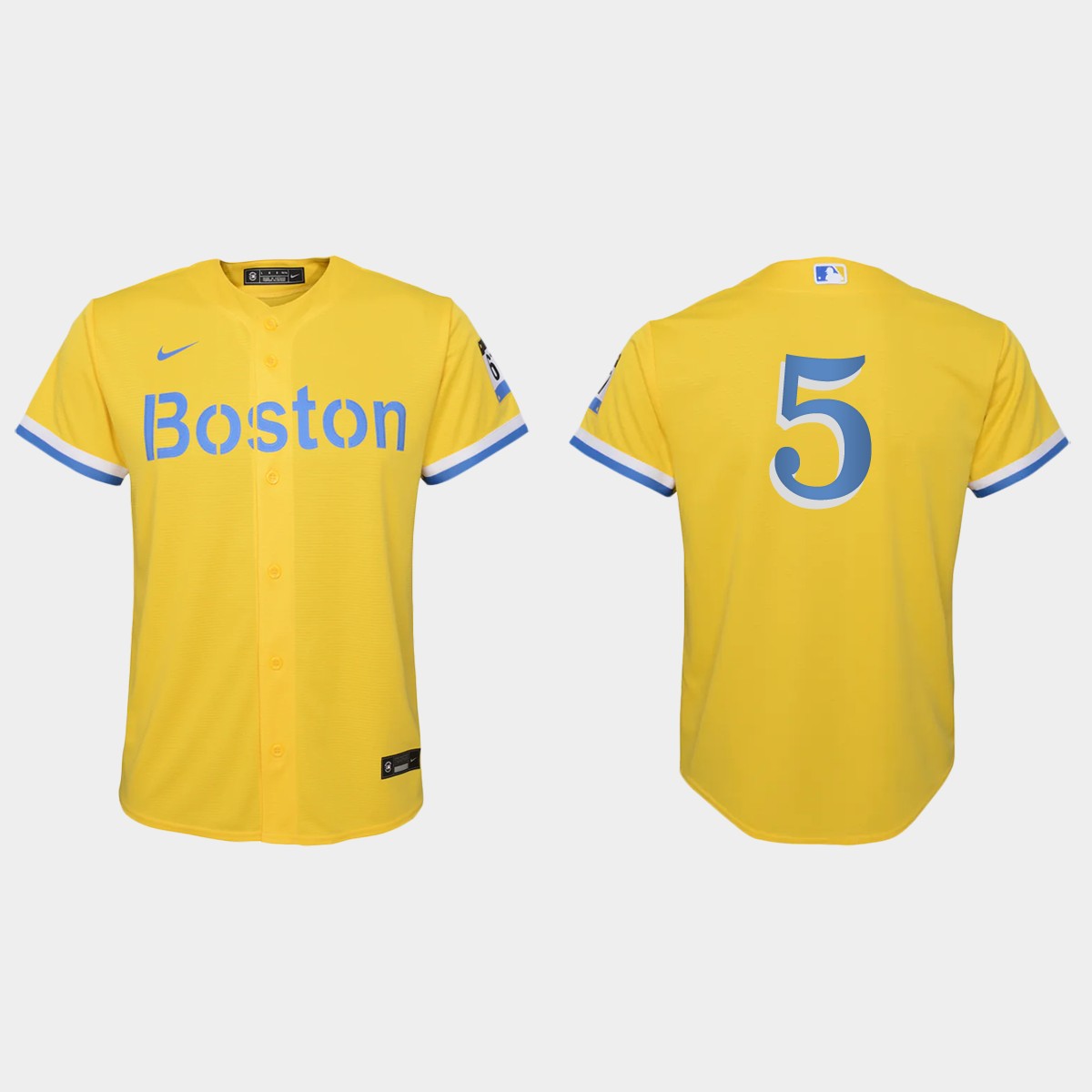 Youth Boston Red Sox Kike Hernandez Gold Light Blue City Connect Jersey