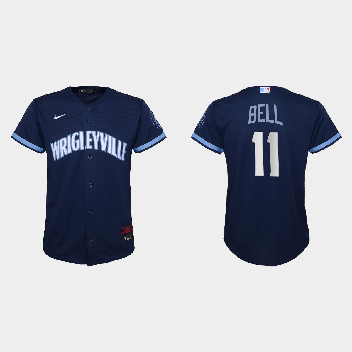 Youth Chicago Cubs #11 George Bell Navy City Connect Jersey