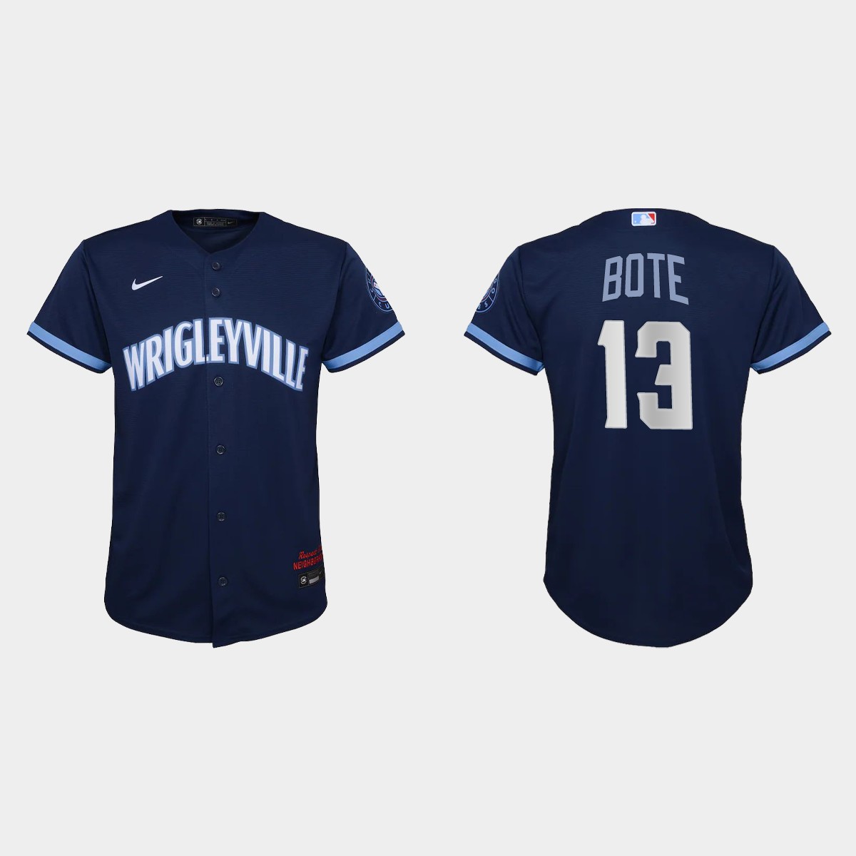 Youth Chicago Cubs #13 David Bote Navy City Connect Jersey