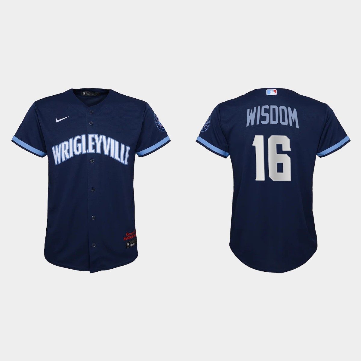Youth Chicago Cubs #16 Patrick Wisdom Navy City Connect Jersey