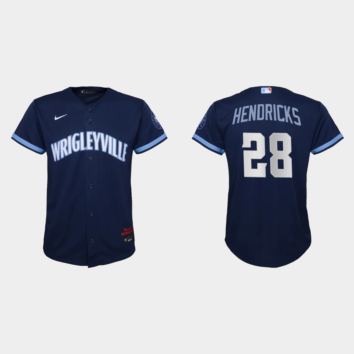 Youth Chicago Cubs #28 Kyle Hendricks Navy City Connect Jersey