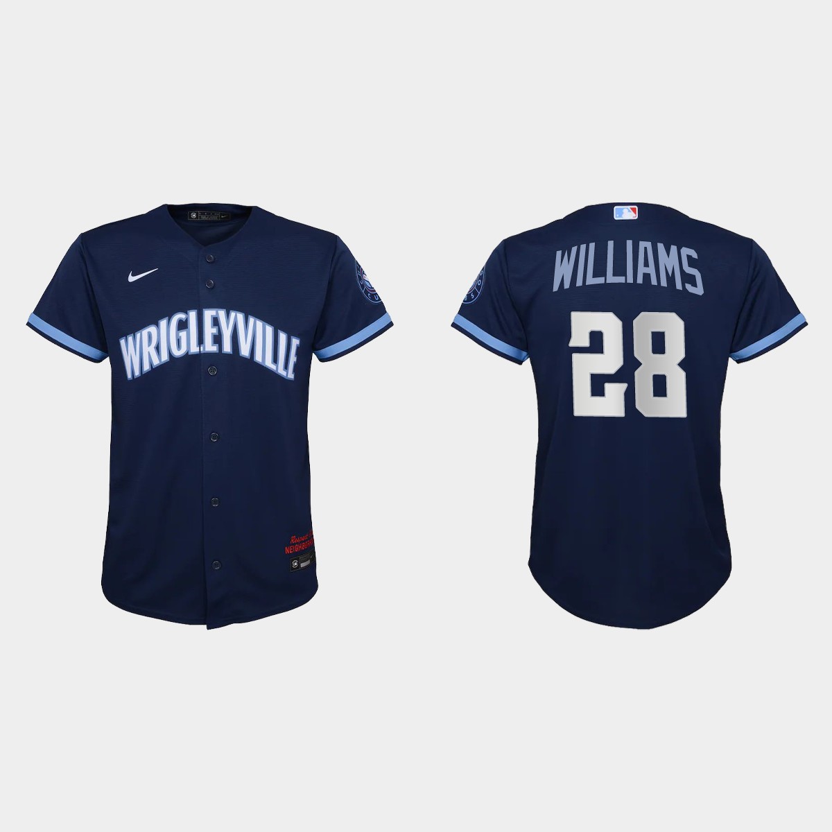Youth Chicago Cubs #28 Mitch Williams Navy City Connect Jersey