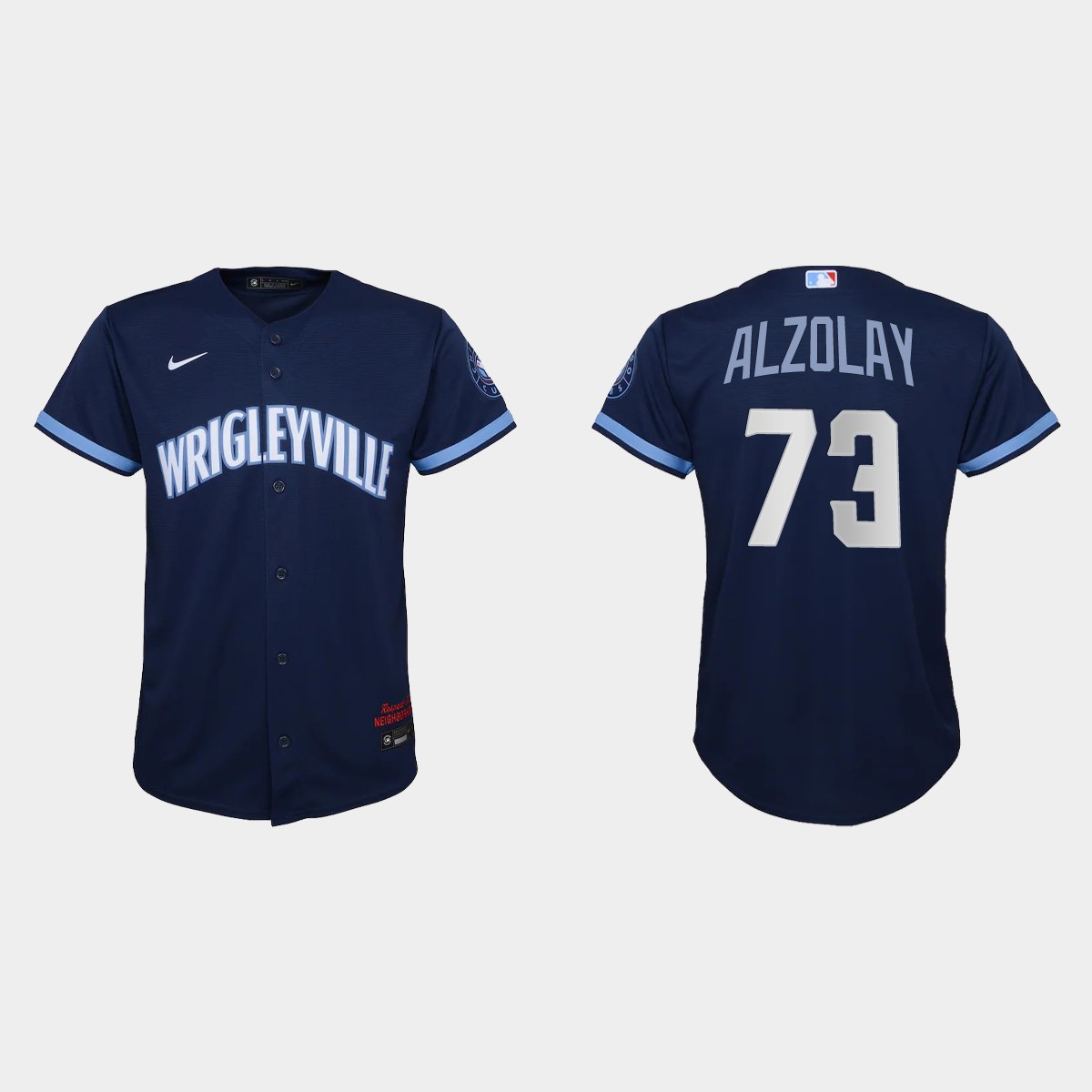 Youth Chicago Cubs #73 Adbert Alzolay Navy City Connect Jersey
