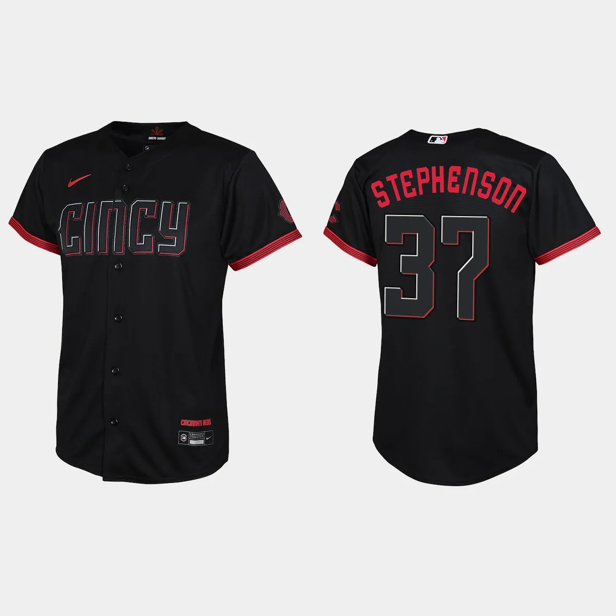 Youth Cincinnati Reds Tyler Stephenson Black City Connect Jersey