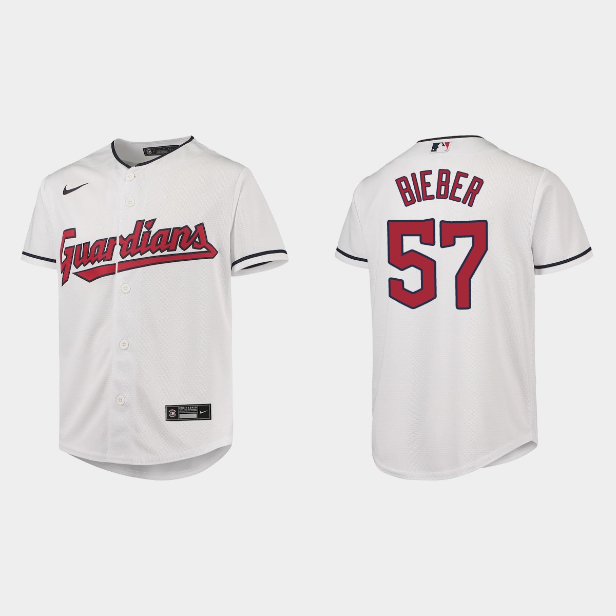 Youth Cleveland Guardians Shane Bieber White Jersey