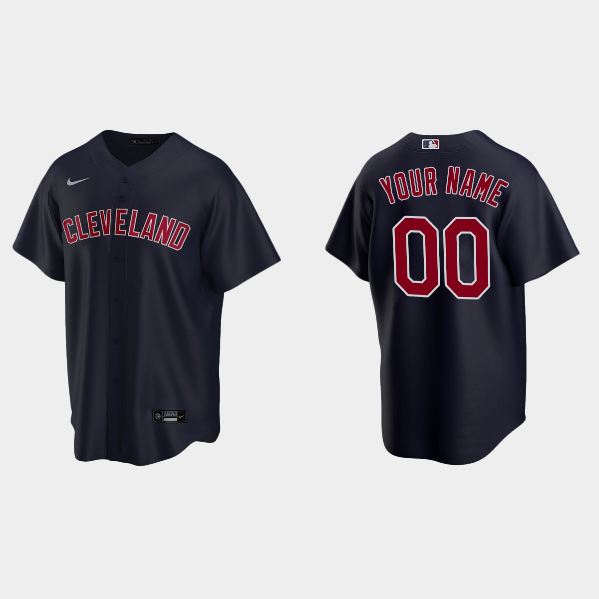 Youth Cleveland Indians #00 Custom Navy Alternate Jersey