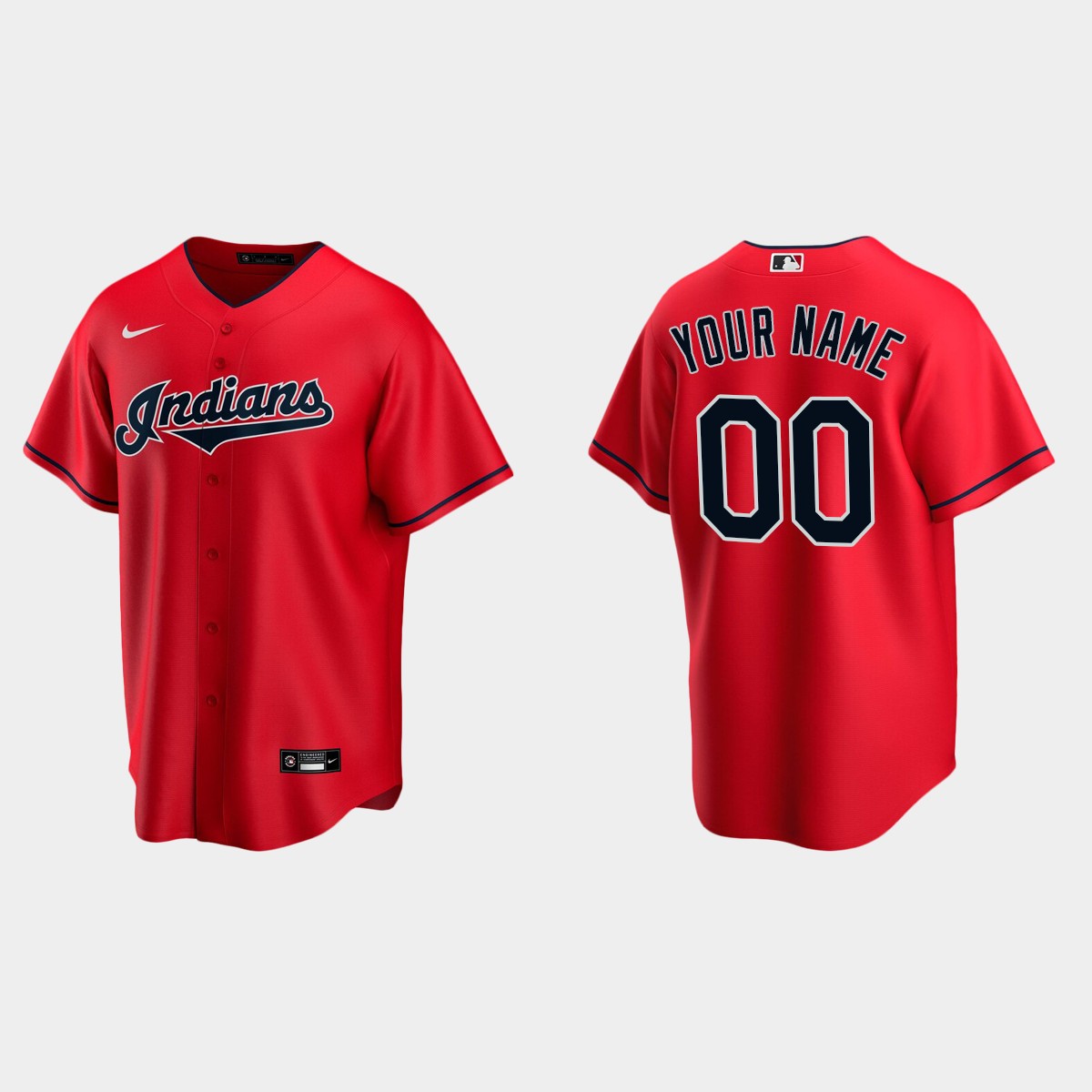 Youth Cleveland Indians #00 Custom Red Alternate Jersey