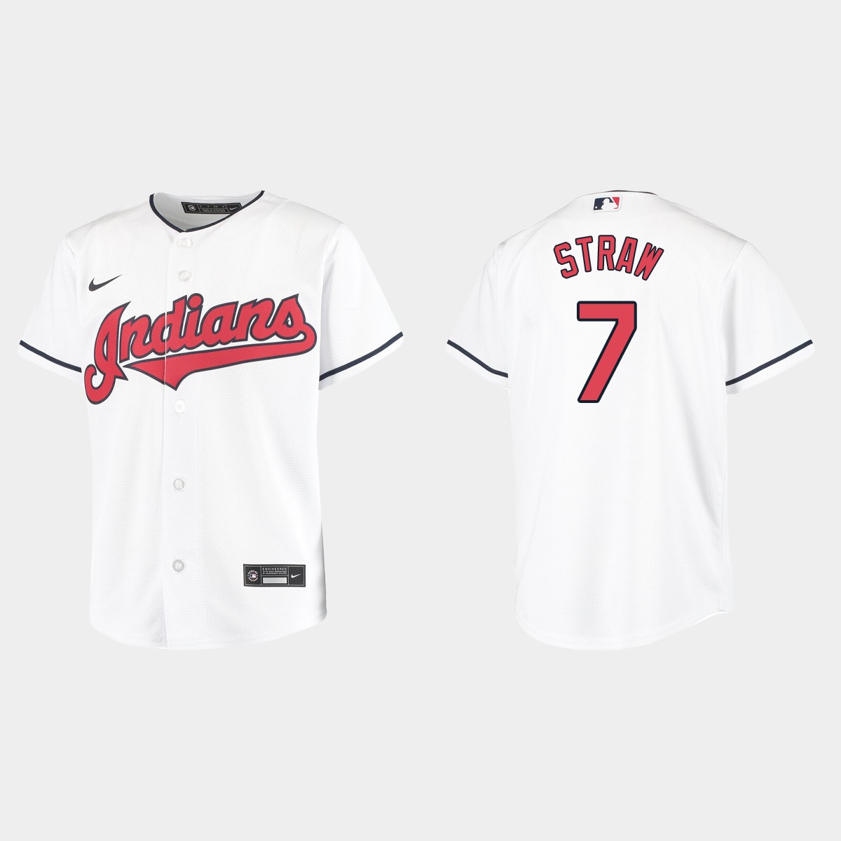 Youth Cleveland Indians Myles Straw White Home Jersey
