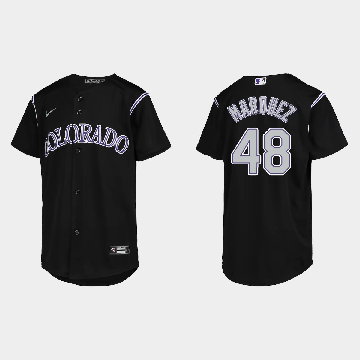 Youth Colorado Rockies German Marquez Black Jersey