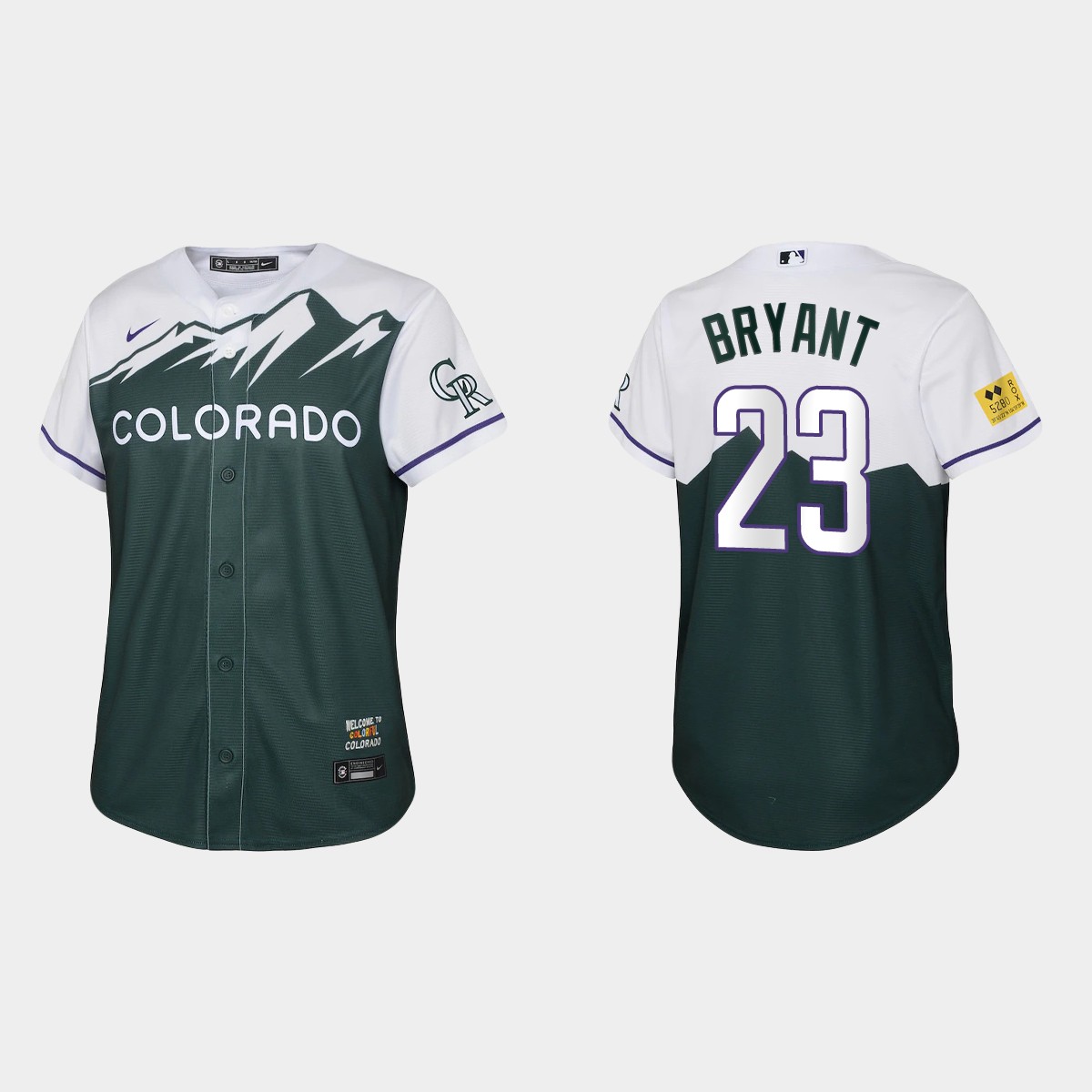 Youth Colorado Rockies Kris Bryant Green City Connect Jersey