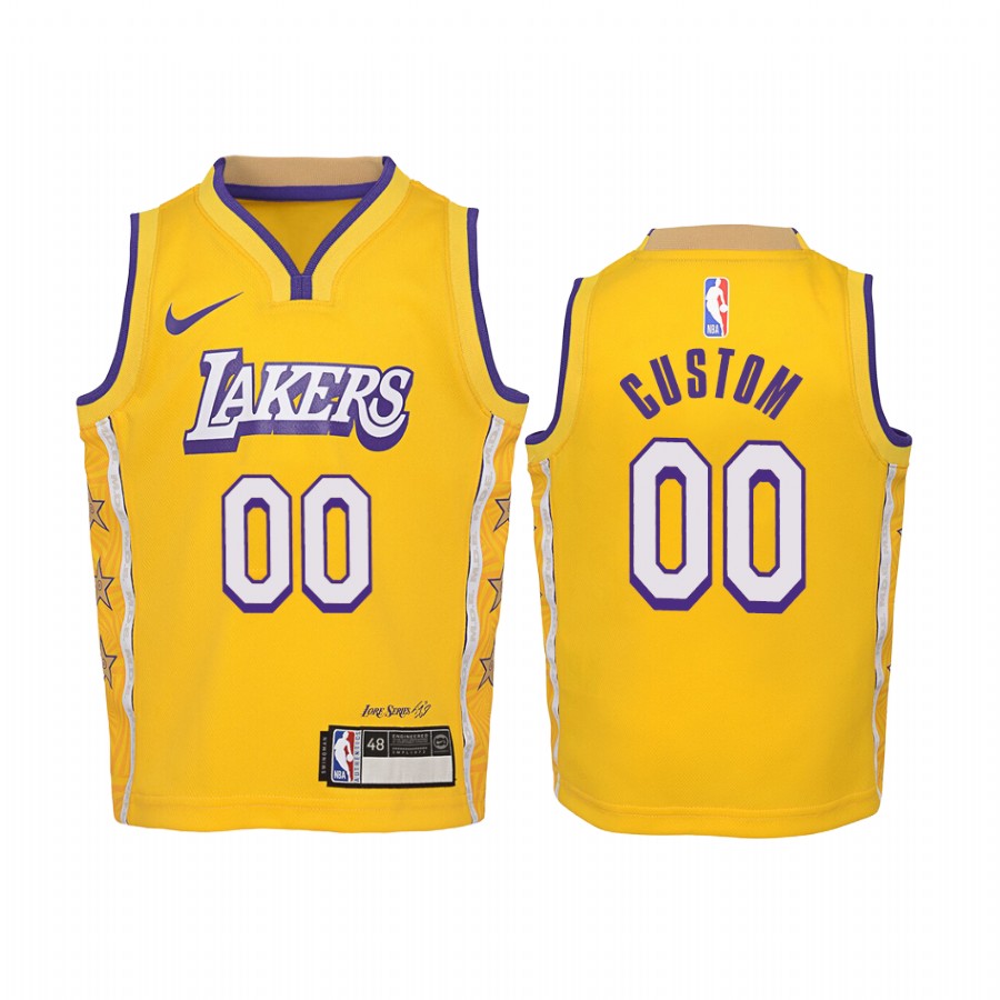 Youth Custom Los Angeles Lakers Yellow City Edition Jersey - Preschool