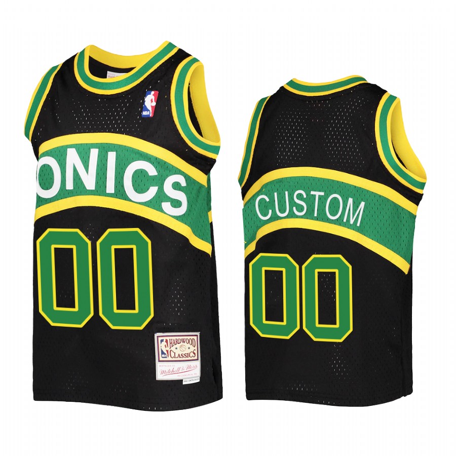 Youth Custom Oklahoma City Thunder Black Reload Jersey Throwback